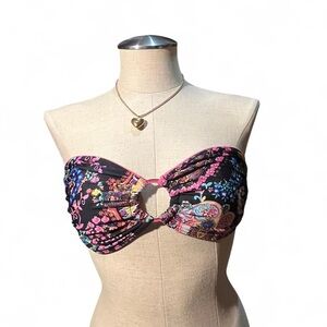 multi colored floral Bikini Top